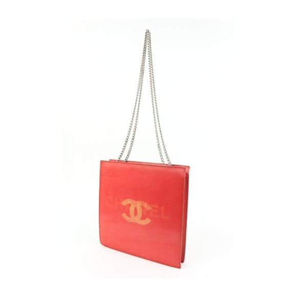 Chanel Red Holographic CC Logo Chain Tote Hologram Bag 4ck726a - Picture 2 of 12